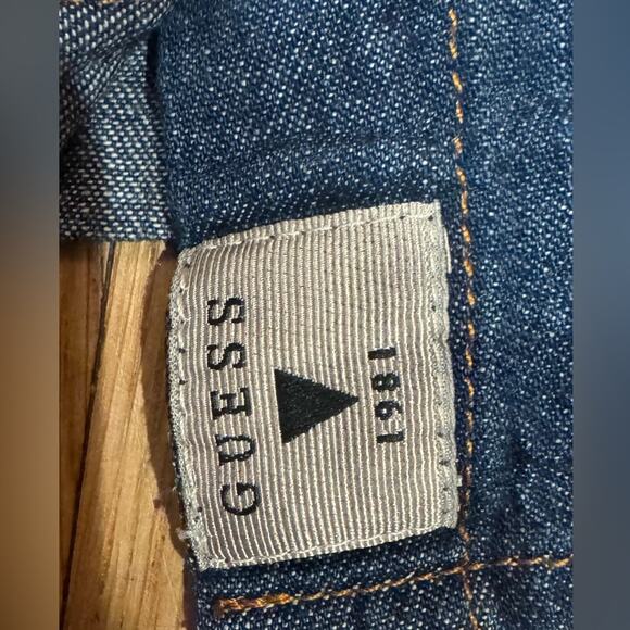 Guess 1981 Women's Medium denim shirt Western Faded Long Sleeve Snap Down button - Picture 6 of 8